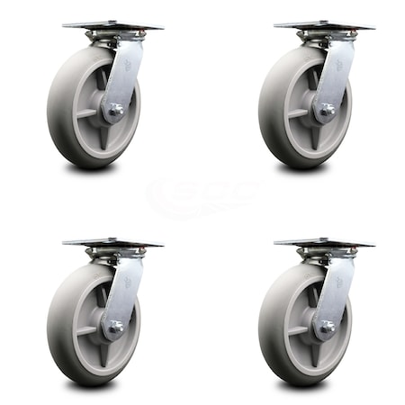 Service Caster 8 Inch Heavy Duty Thermoplastic Rubber Caster Set with Ball Bearings, 4PK SCC-35S820-TPRBD-4